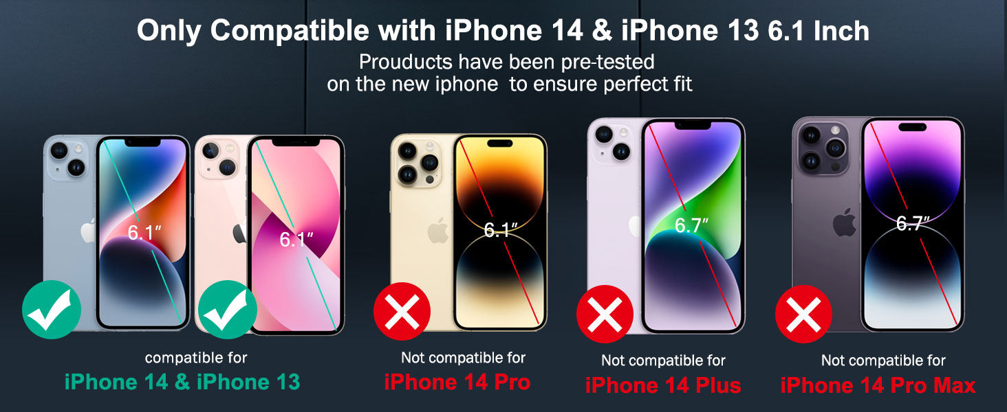 Only Fit iPhone 14 6.1 Inch & iPhone 13 6.1 Inch