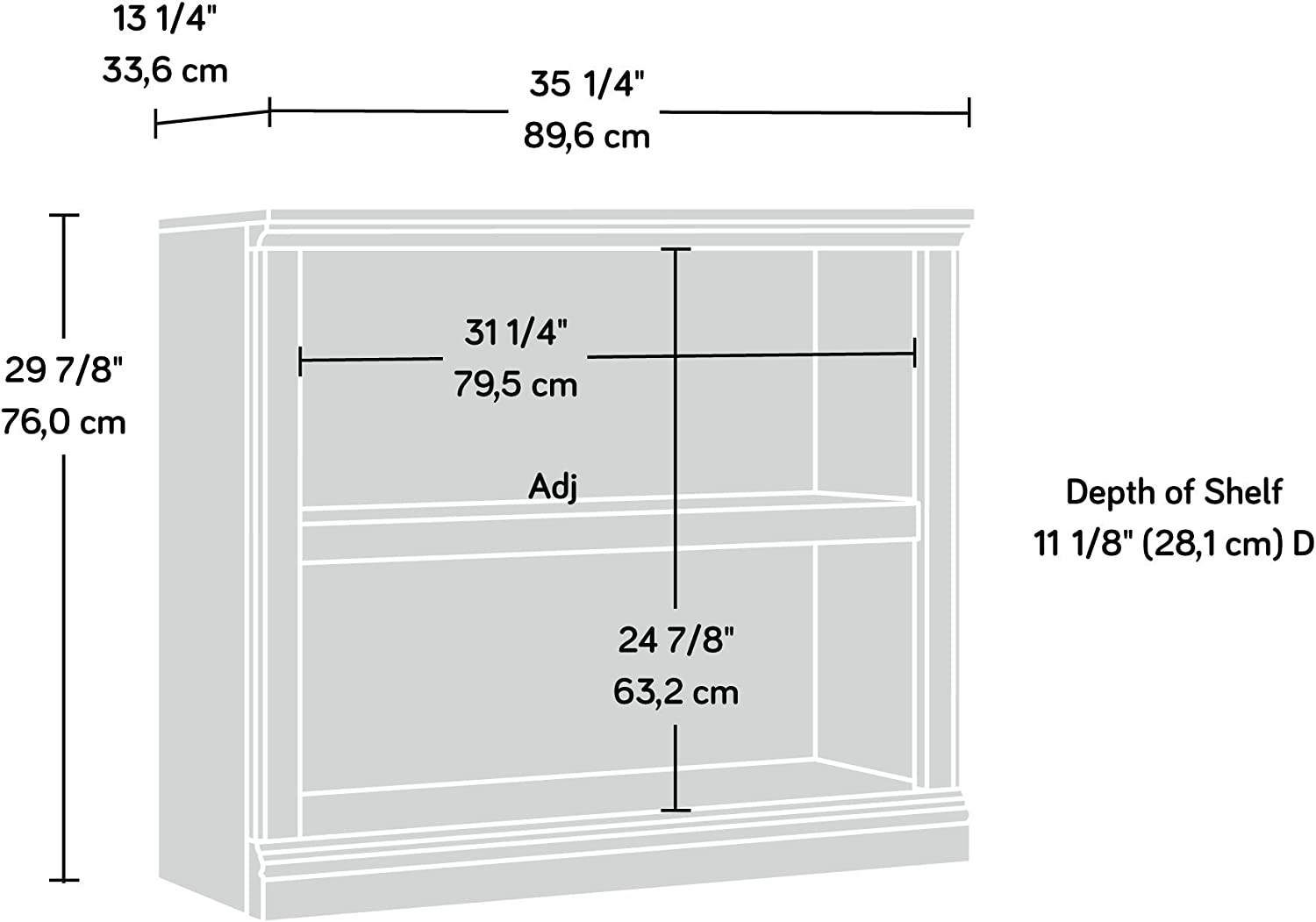 Sauder 2-Shelf Bookcase, Washington Cherry
