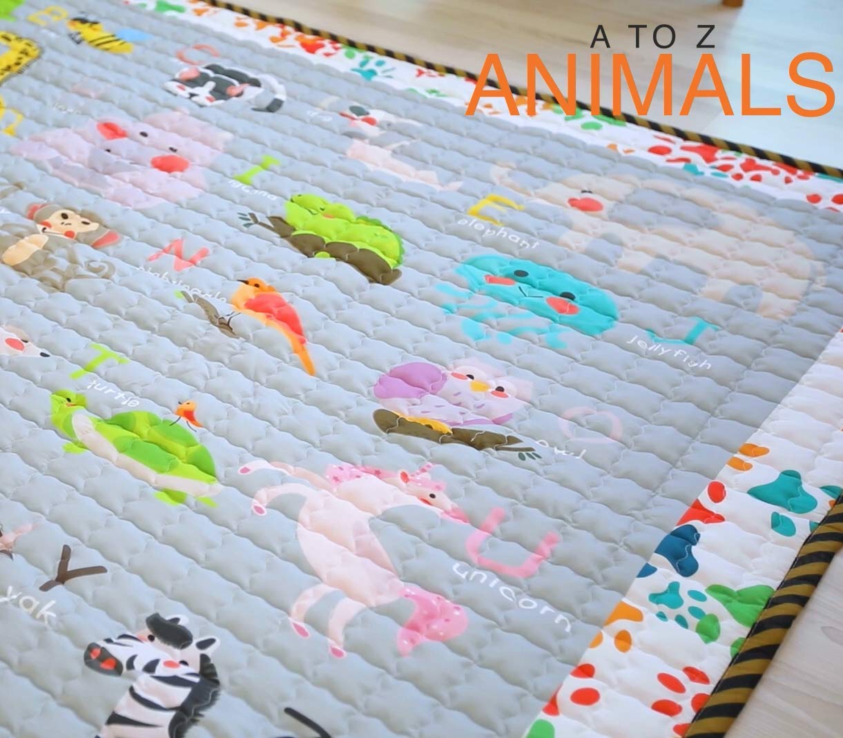 Moiré Baby 3D Paper Craft Animal Learning Baby Play Mat Extra Large 76 in. x 58 Padded ABC Crawling Carpet for Babies 3D Paper Craft Animal
