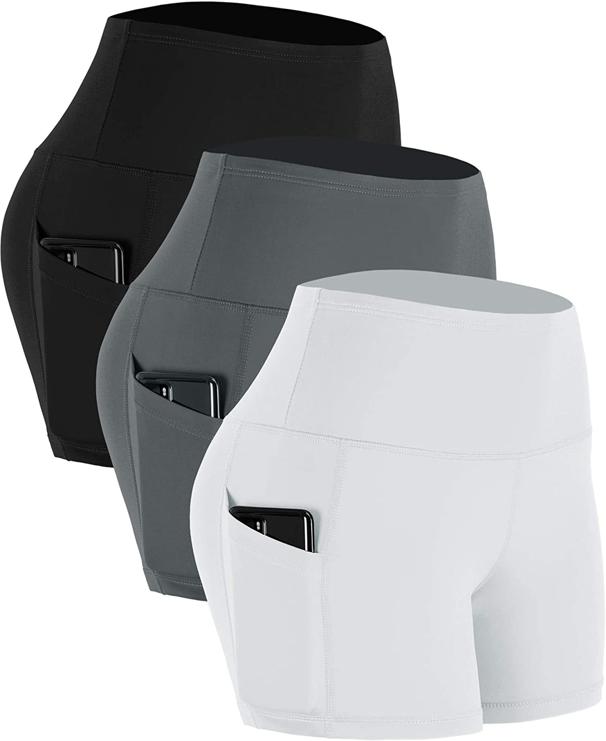 CADMUS Women's High Waist Yoga Shorts Spandex Running Side Pockets