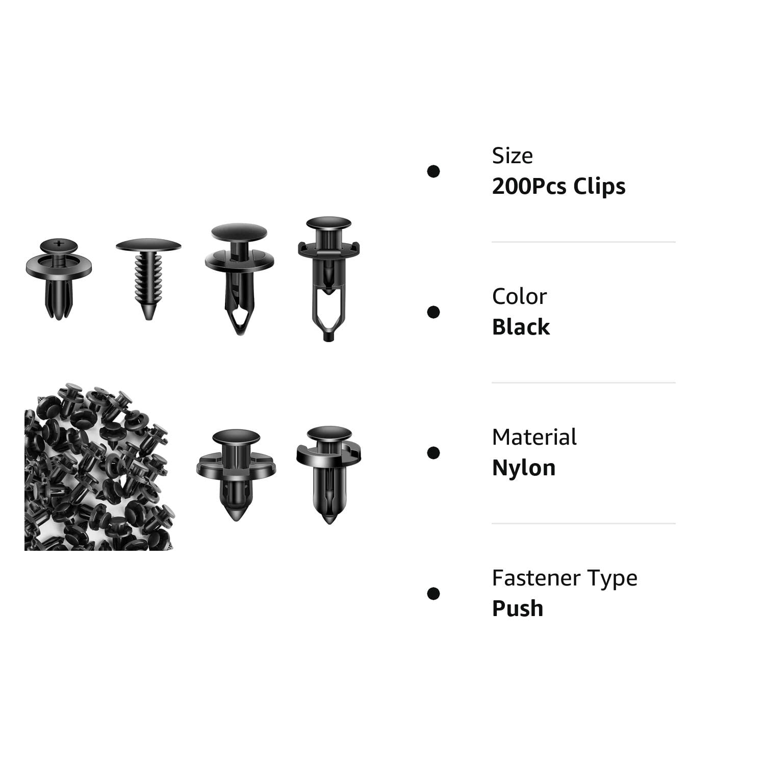 AXELECT 200Pcs Push Bumper Fastener Rivet Clips, Universal Fender Plastic Retainer Clips for Toyota GM Ford Honda Acura Chrysler