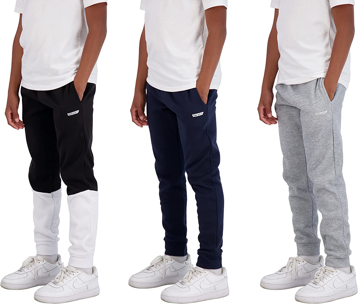 Hind Boys 3-Pack Fleece and Tricot Jogger Sweatpants with Pockets for Athletic & Casual Wear