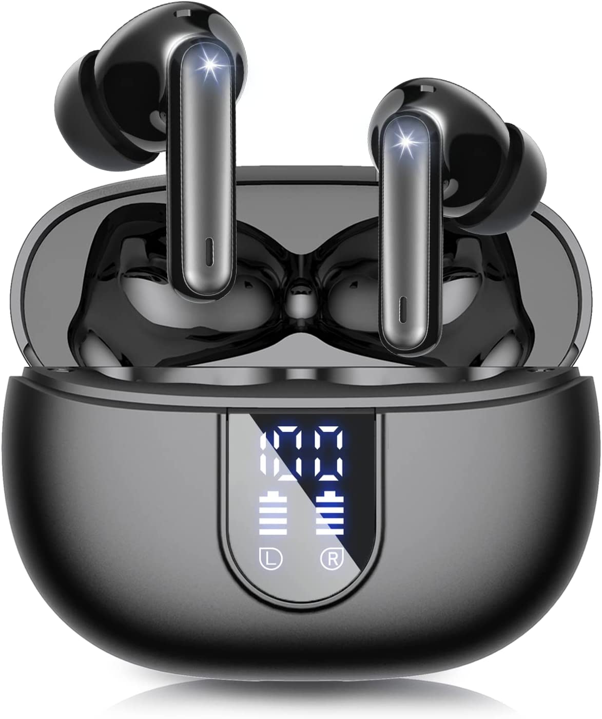 DIUARA Wireless Earbuds V5.3 Bluetooth Headphones 48 Hrs Playtime with LED Power Display Charging Case, IPX5 Waterproof Deep Bass Stereo Earphones with Mic for Android iOS Cell Phone