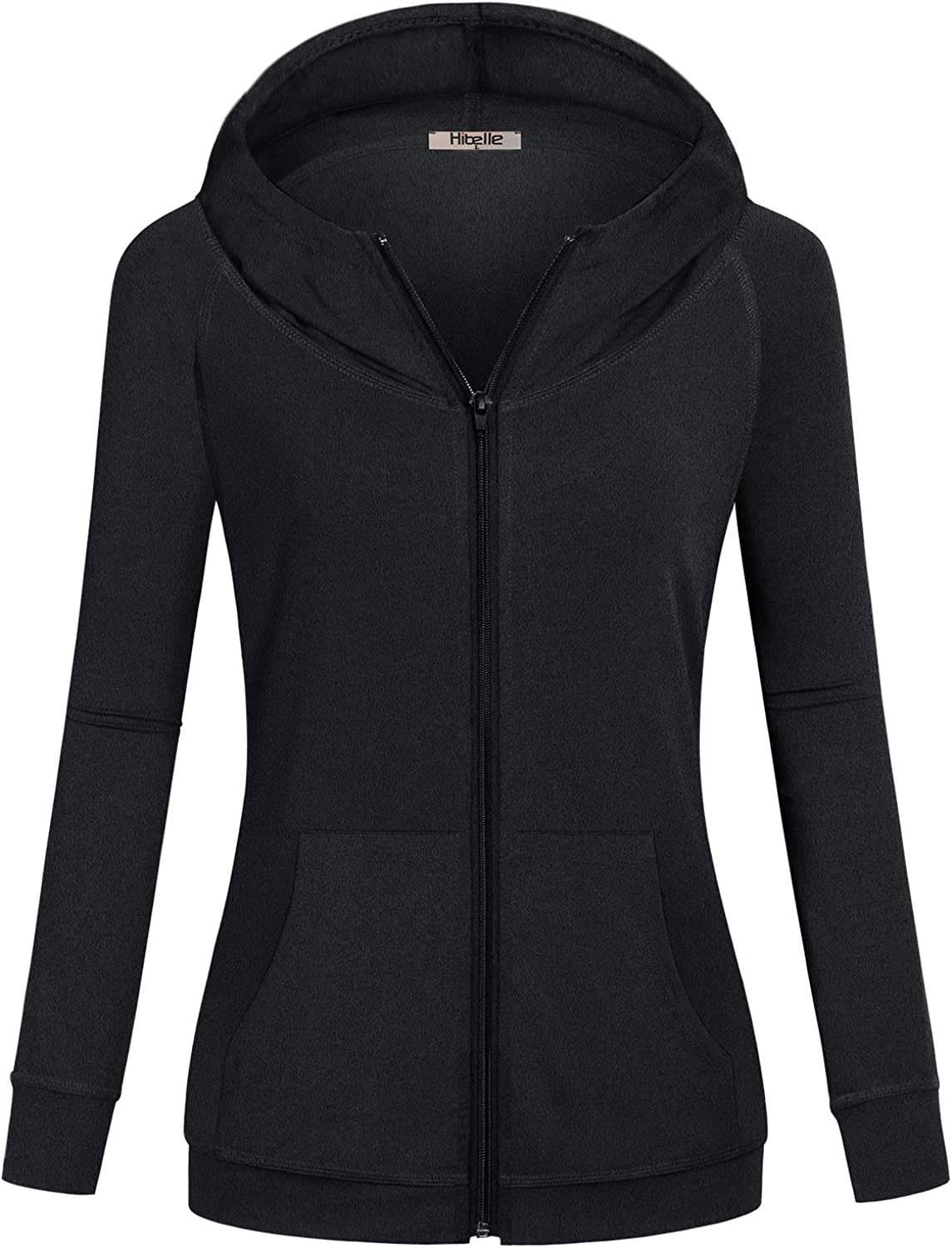 Hibelle Women's Full-Zip Fleece Lined Hoodie Sports Sweatshirts with Handy Pockets & Inside Pocket