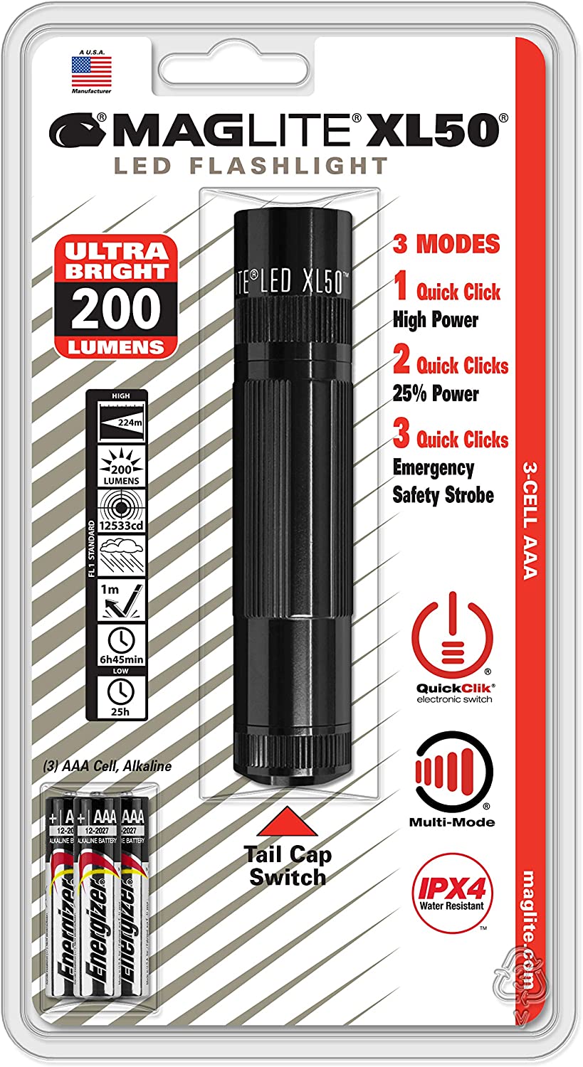 Maglite XL50 LED 3-Cell AAA Flashlight, Black