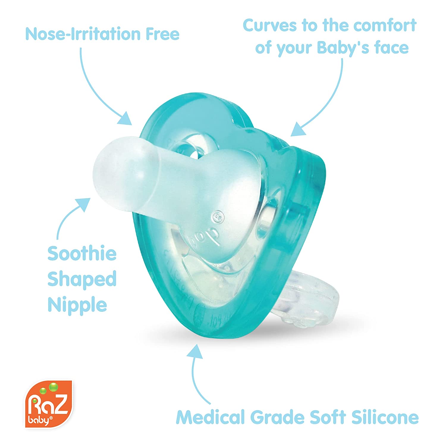 RaZbaby JollyPop Pacifier, Holder w/ Detachable Baby Pacifier, Stuffed Animal RaZbuddy, All Ages 0M+, 100% Medical Grade USA Made Silicone Pacifier, Machine Washable, Textured & Easy to Hold – Dragon