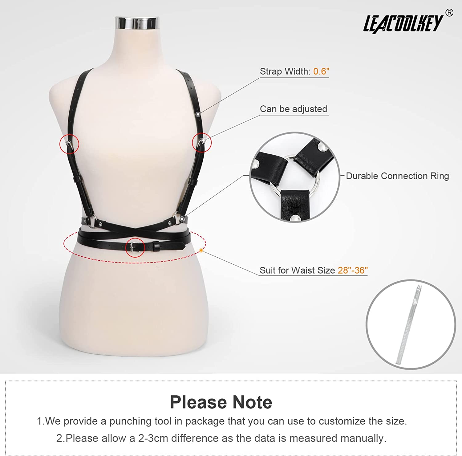 LEACOOLKEY Women Fashion Body Waist Belt Steampunk Underbust Corset Belt for Dress