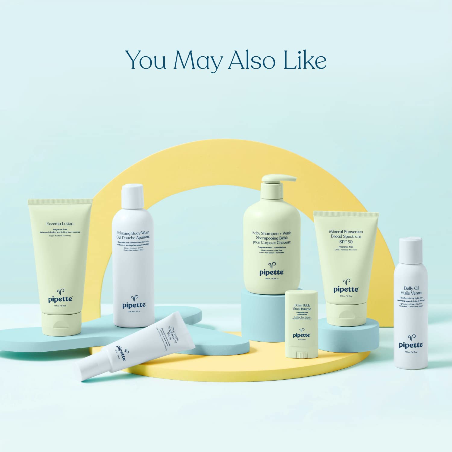 Pipette Baby Essentials Kit - Gender Neutral Baby Gift Set， Hypoallergenic， Petroleum &amp; Fragrance Free， Natural Hydrating Plant-Derived Squalane， 6-Pieces