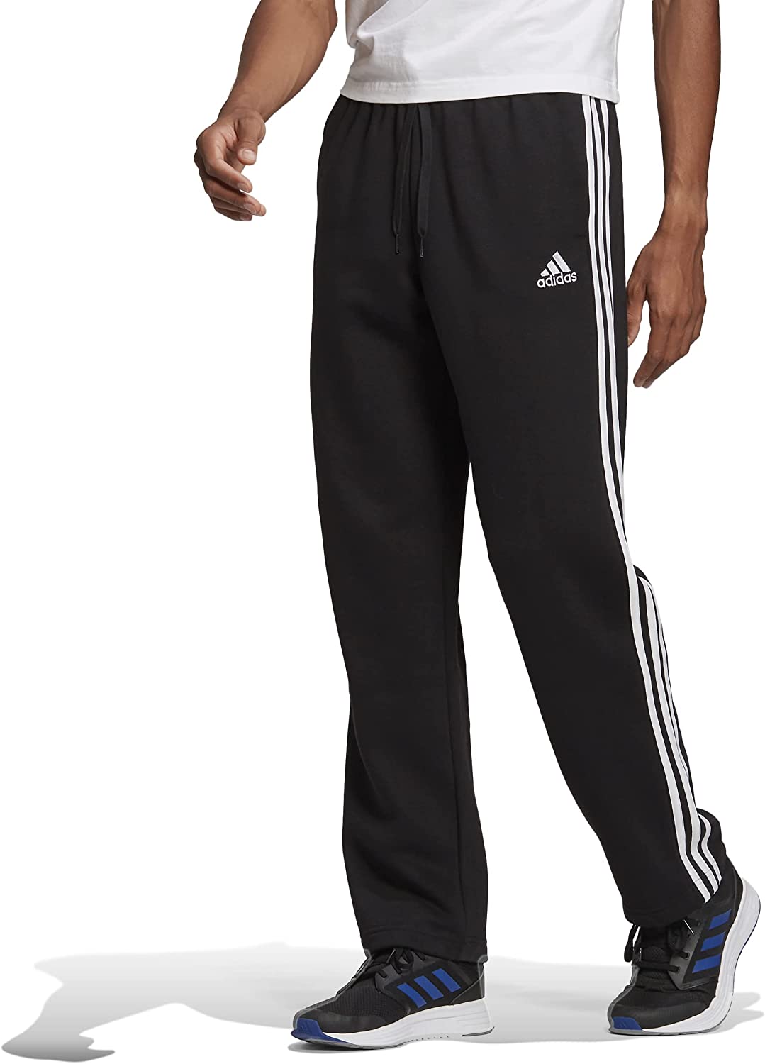 adidas Men's Essentials Fleece Open Hem 3-Stripes Pants