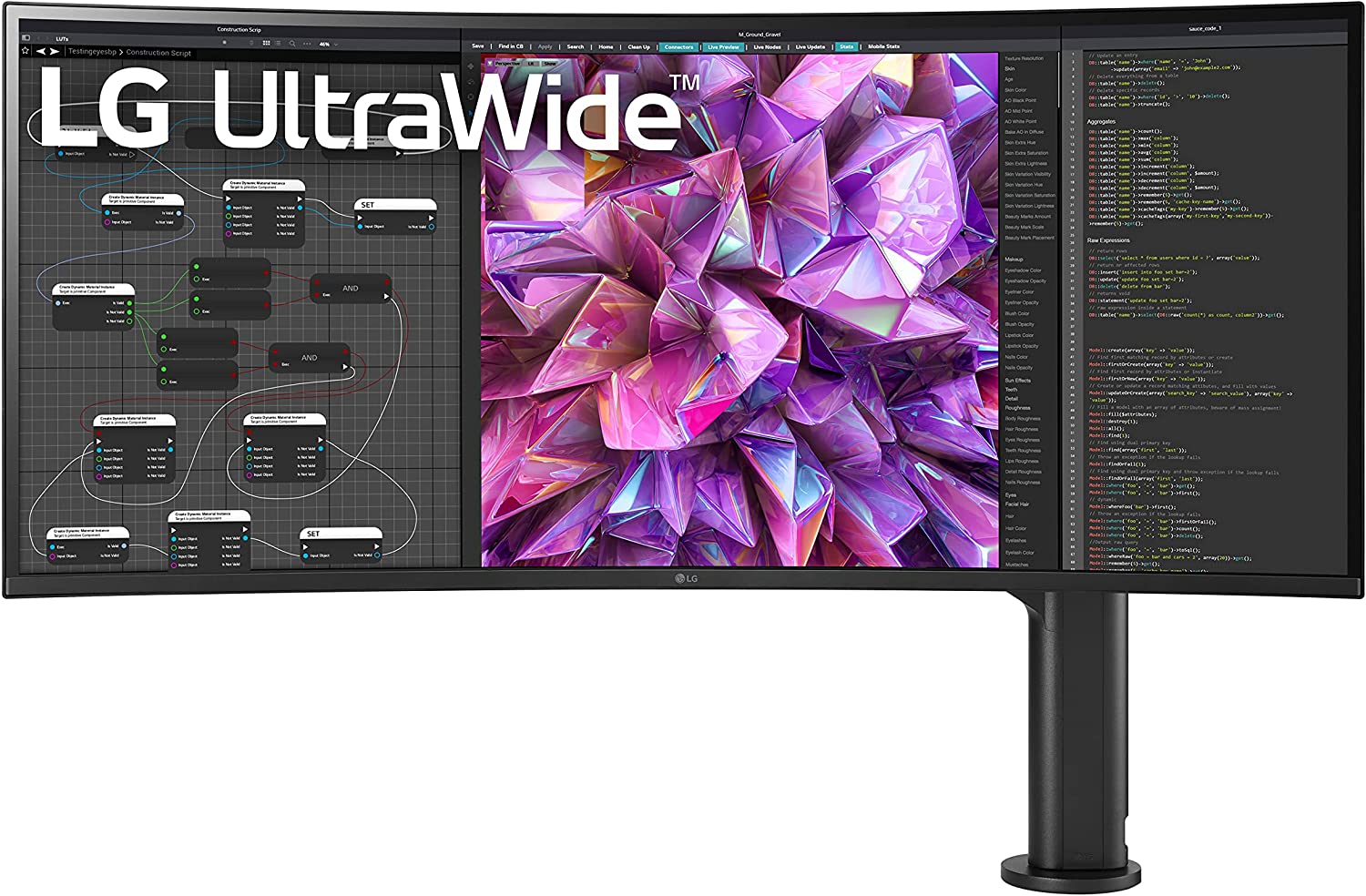 LG 38WQ88C-W 38 Inch Curved 21:9 UltraWide QHD+ (3840 x 1600) IPS Monitor, DCI-P3 95% Color Gamut, HDR10, USB Type-C, AMD FreeSync, Built in Speakers, Ergo Stand (Extend/Retract/Swivel/Height/Tilt)