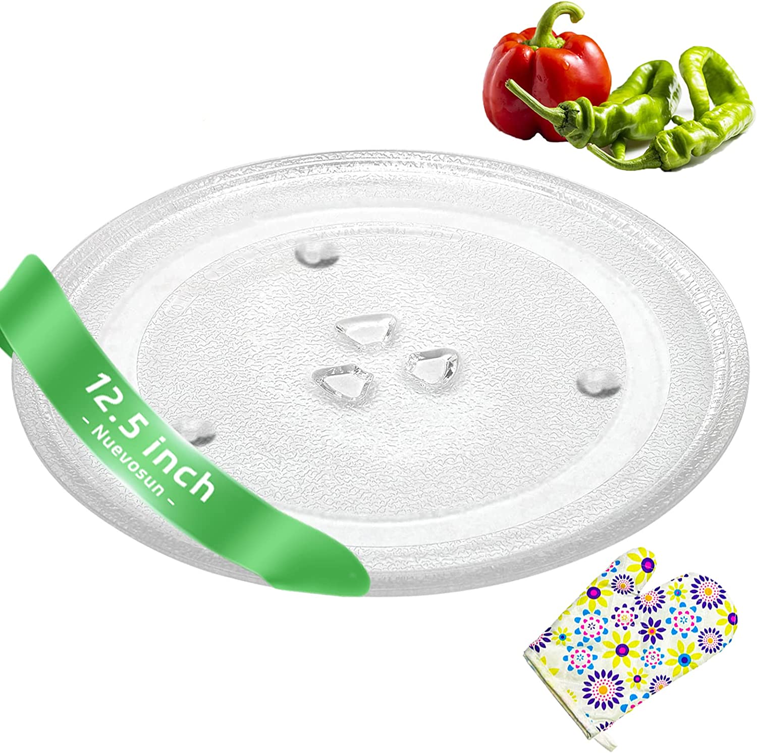 12-1/2" Microwave Glass Plate, Microwave Turntable Tray Glass Plate Replacement, Microwave Glass Turntable Round Cooking Tray Replacement Accessories, Compatible Various Microwave Ovens