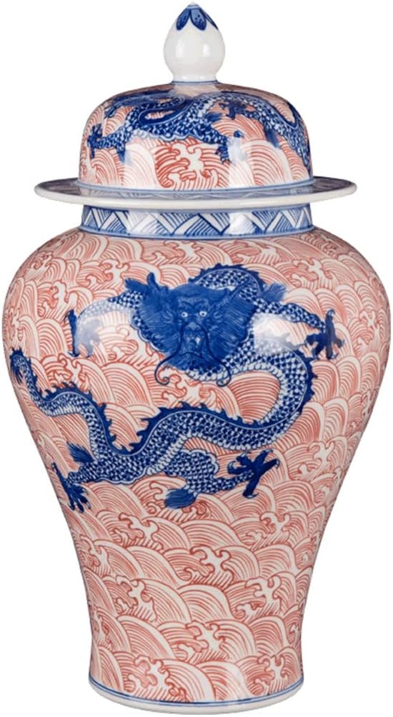 ZSEDP Porcelain Antique Dragon Pattern Blue and White General Tank Canned Ornaments Ornaments Home Tabletop Porcelain Craft
