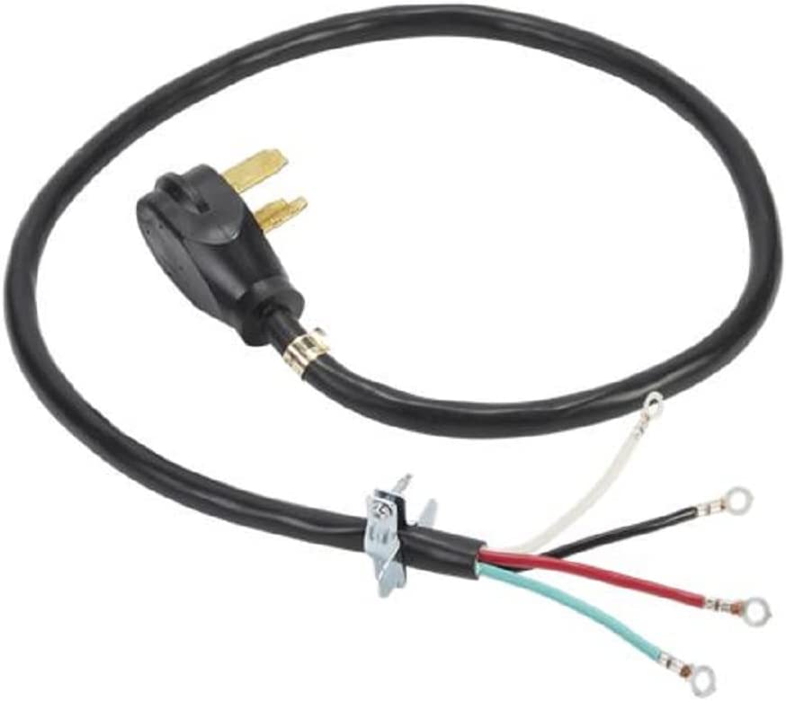 Whirlpool PT400L Genuine OEM 4-Prong 30-Amp Power Cord For Electric Dryers 4 Feet Black replaces W10834027, 4396060R, 4396060