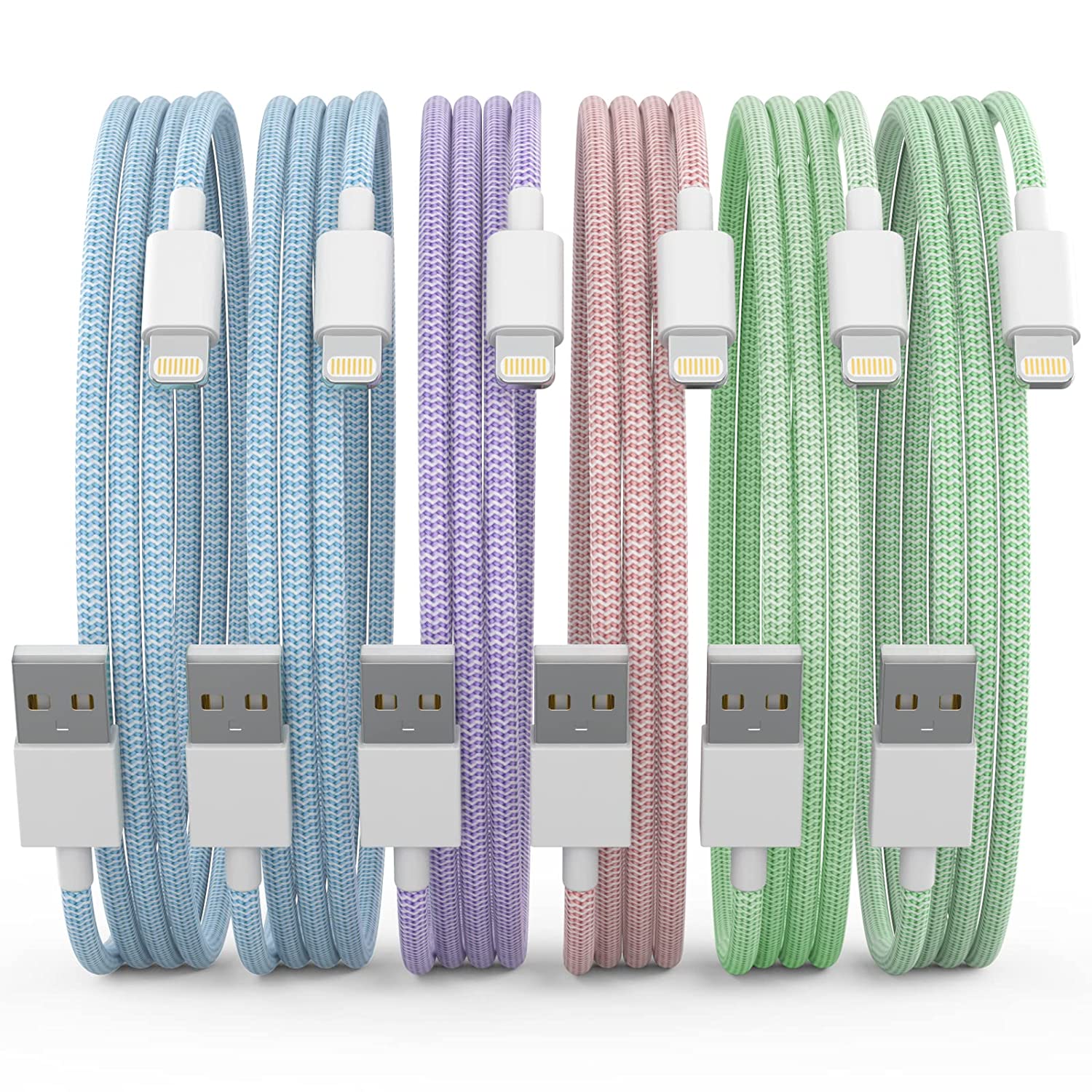 [Apple MFi Certified] iPhone Charger [6 Pack 3/3/6/6/6/10 FT] Multi-size Multi-color Long USB Fast Charging Lightning Cable Compatible iPhone 14 13 12 11 Pro Max XR XS X 8 7 6 Plus SE - Macaroon Color