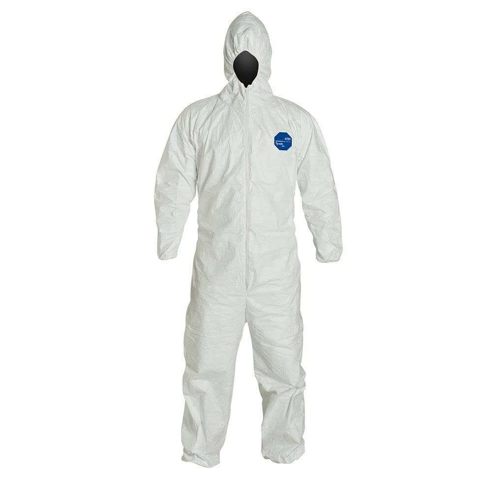 Tyvek Disposable Suit by Dupont with Elastic Wrists, Ankles and Hood (Medium)
