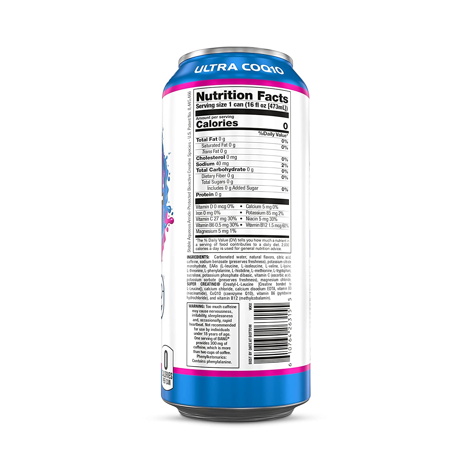 Bang Radical Skadattle Energy Drink， 0 Calories， Sugar Free with Super Creatine， 16 Fl Oz (Pack of 12)