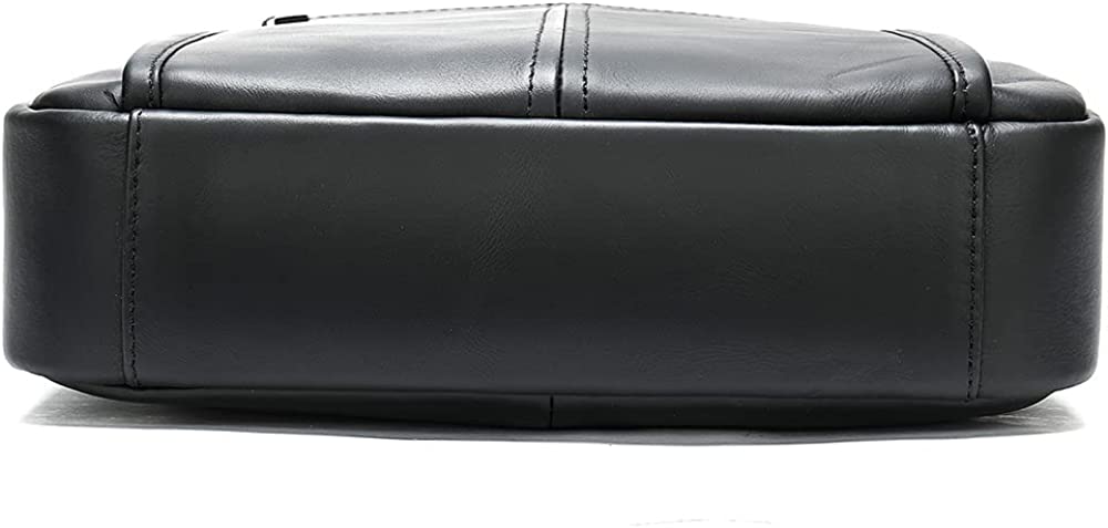 ND Genuine Leather Shoulder Messenger Bag for Men Adjustable Shoulders Sling Crossbody Bags for Travel Work Business Handbag (Black)