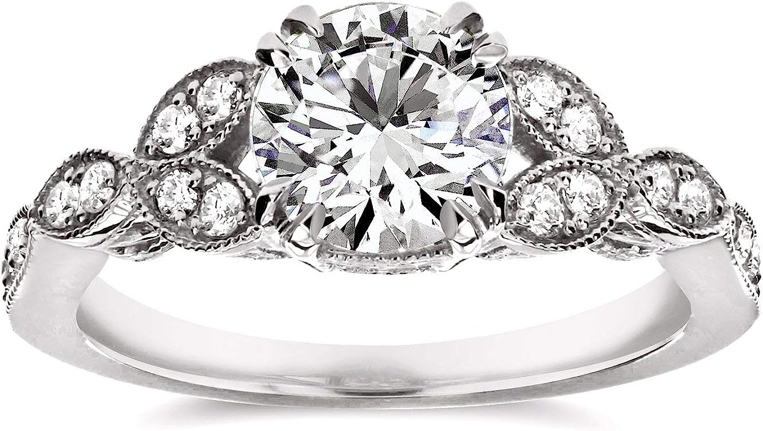 Kobelli Antique Style Round-cut Diamond Engagement Ring 1 1/5 CTW in 14k White Gold