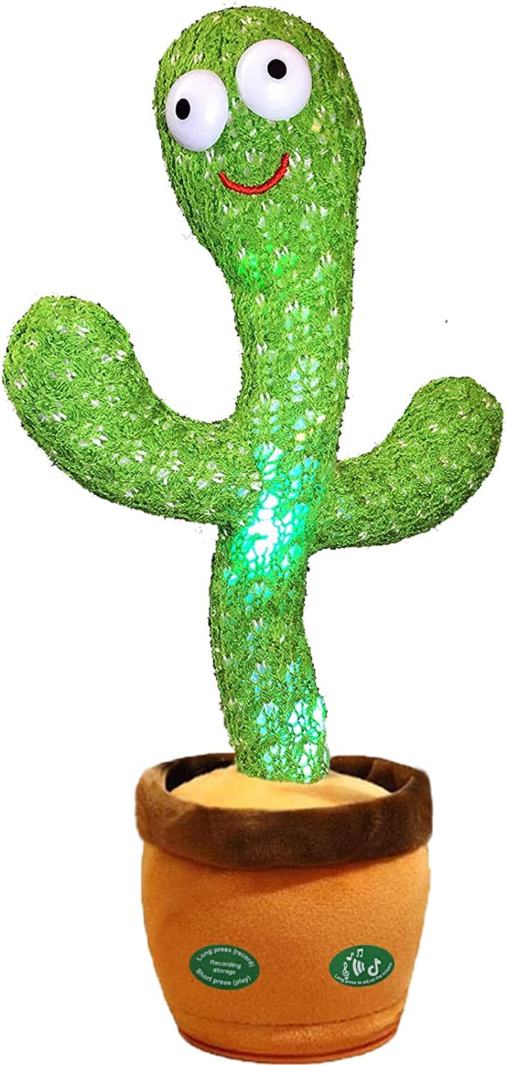 Pbooo Dancing Cactus Toy,Talking Repeat Singing Sunny Cactus Toy 120 Pcs Songs for Baby 15S Record Your Sound Sing+Repeat+Dancing+Recording+LED