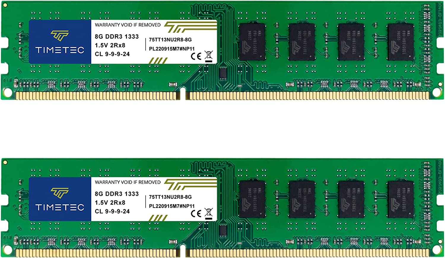 Timetec 16GB KIT(2x8GB) DDR3 1333MHz PC3-10600 Non-ECC Unbuffered 1.5V CL9 2Rx8 Dual Rank 240 Pin UDIMM PC Desktop Computer Memory RAM Module Upgrade (16GB KIT(2x8GB))