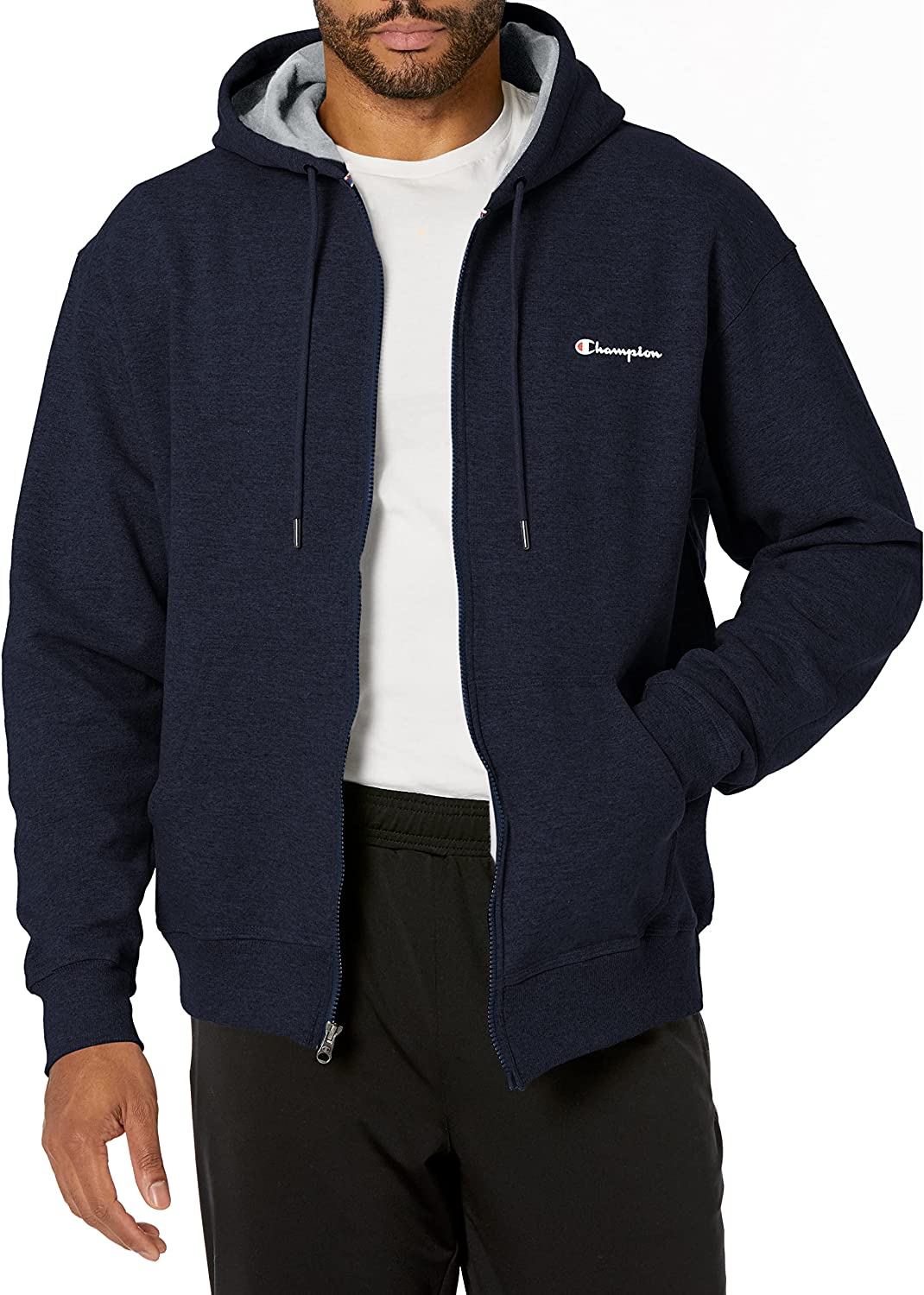 Champion Men's Powerblend Full Zip Hoodie, Men’s Hooded Jacket,Men’s Zip Up Jacket,Men’s Hoodie