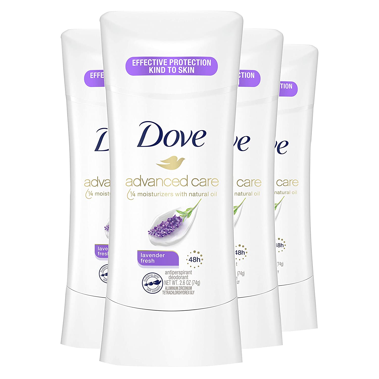 Dove Advanced Care Antiperspirant Deodorant Stick for Women, Lavender Fresh, for 48 Hour Protection And Soft And Comfortable Underarms, 2.6 Ounce (Pack of 4)