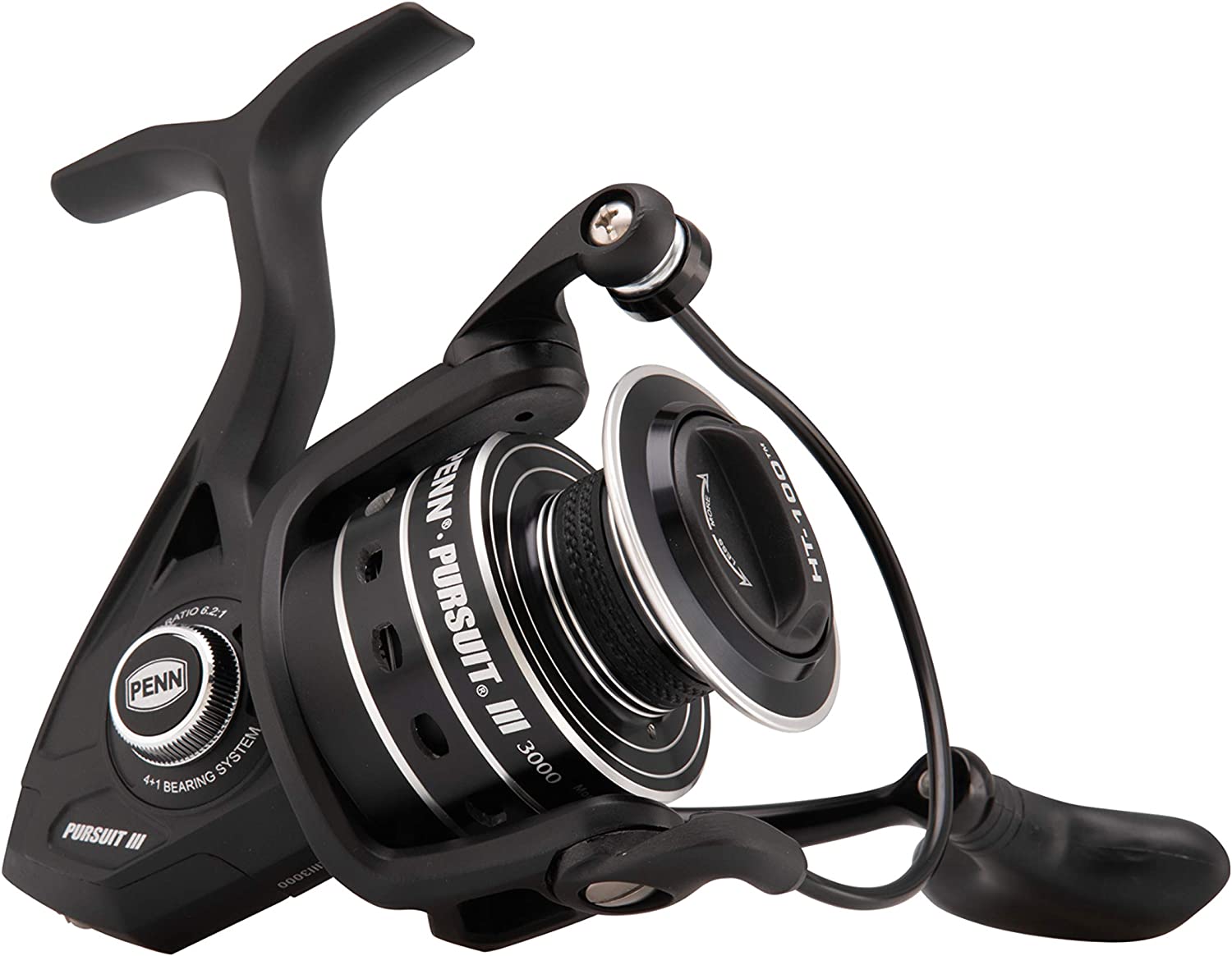 Penn Pursuit III Nearshore Spinning Fishing Reel, Size 5000, Corrosion-Resistant Graphite Body and Line Capacity Rings, Machined Aluminum Superline Spool, HT-100 Drag System