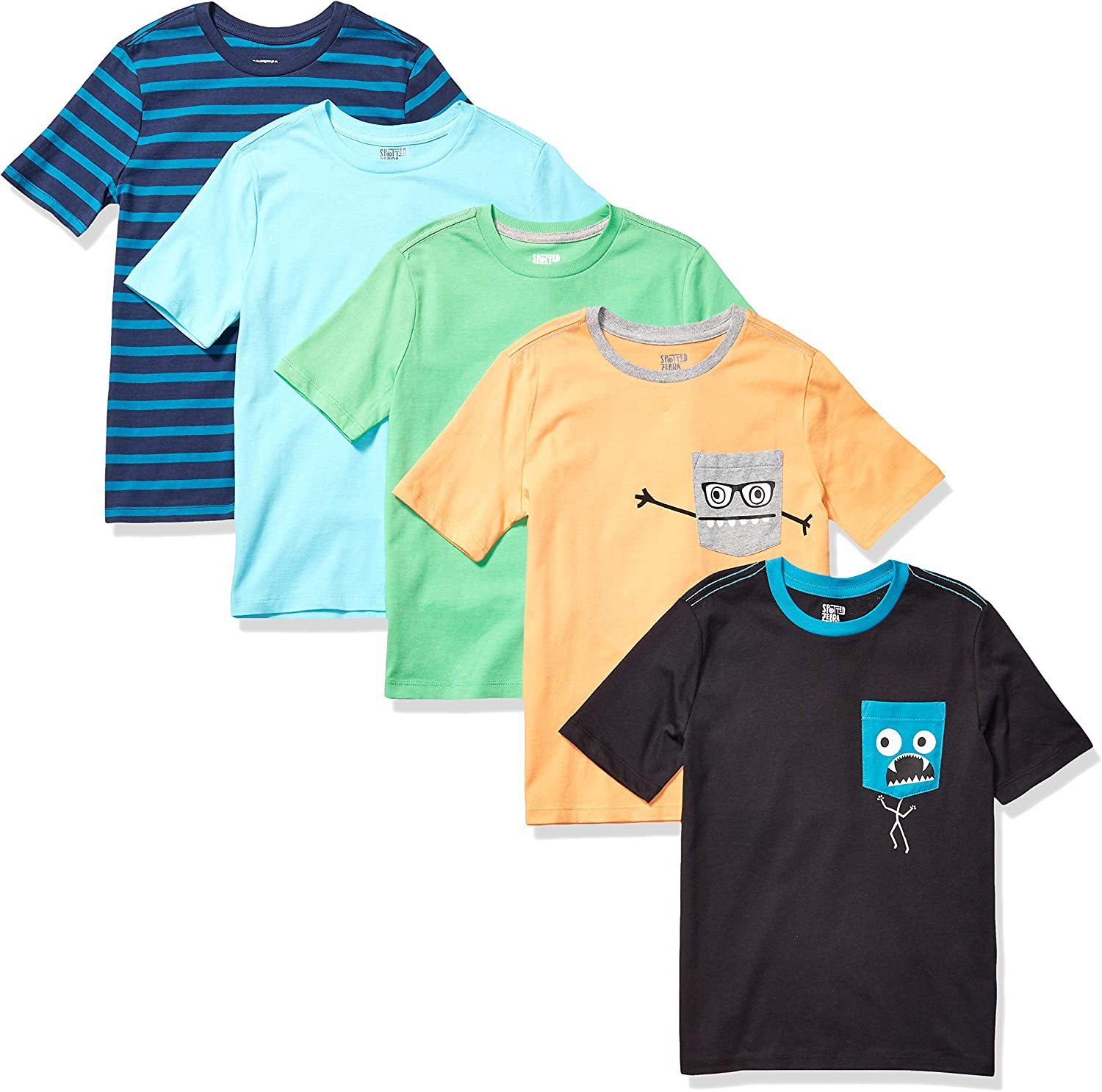 Amazon Essentials Boys and Toddlers' Short-Sleeve T-Shirts (Previously Spotted Zebra), Multipacks