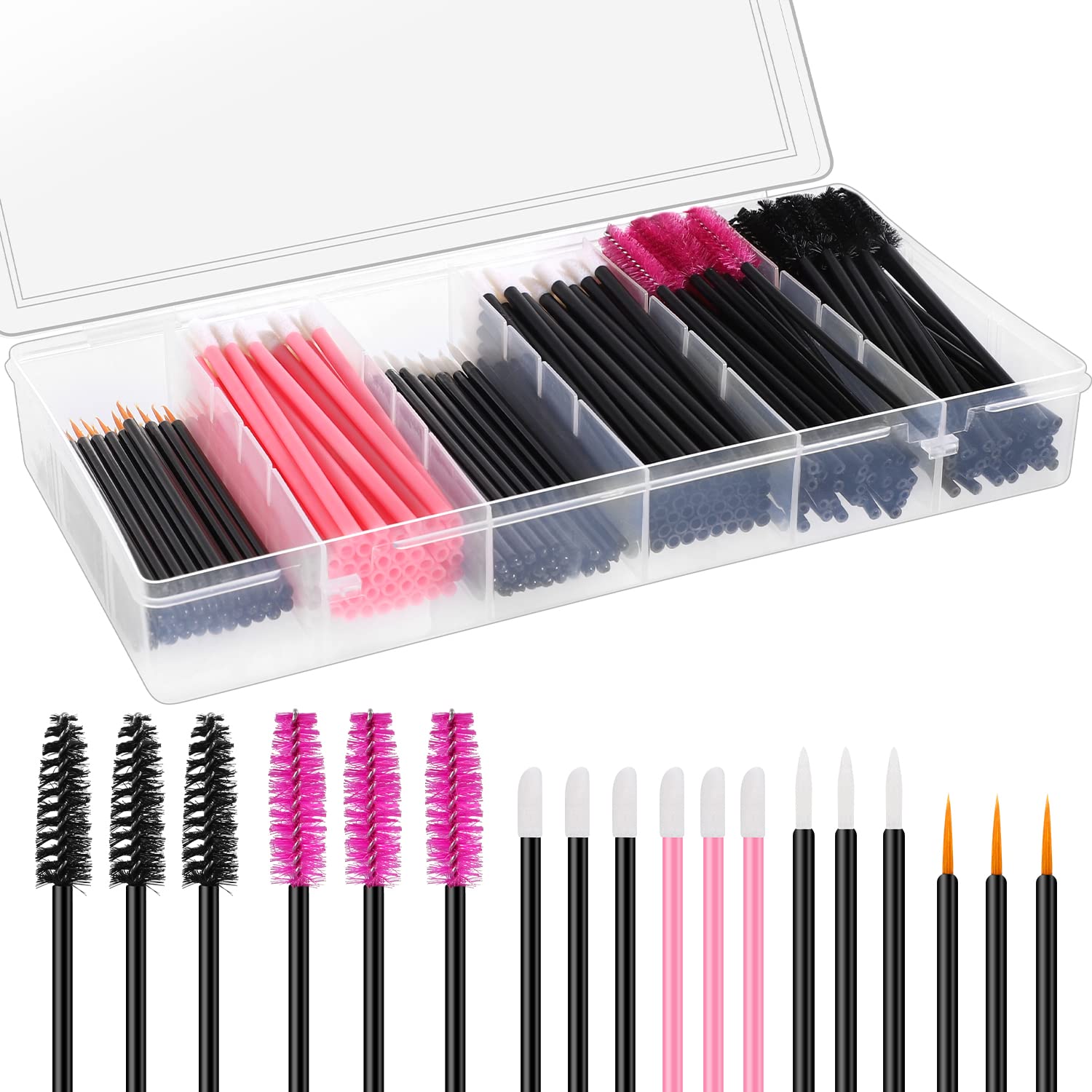 270 PCS Disposable Makeup Applicators Tools Kit 70 Disposable Eyeliner Brushes 100 Mascara Wands Eyelash Brush 100 Lipstick Applicators with Organizer Box for Mother's Day Gifts