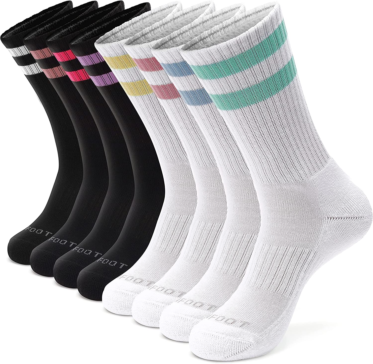 MONFOOT Women's and Men's 4-8 Pack Athletic Cushioned Crew Socks