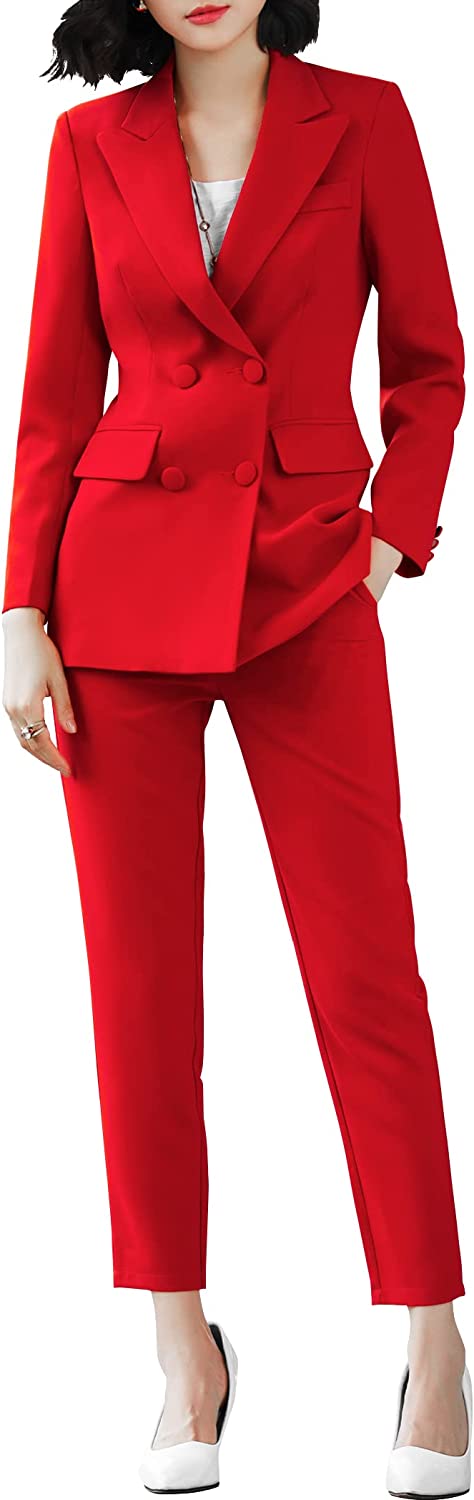 LISUEYNE Women’s Two Pieces Blazer Office Lady Suit Set Work Blazer Jacket and Pant
