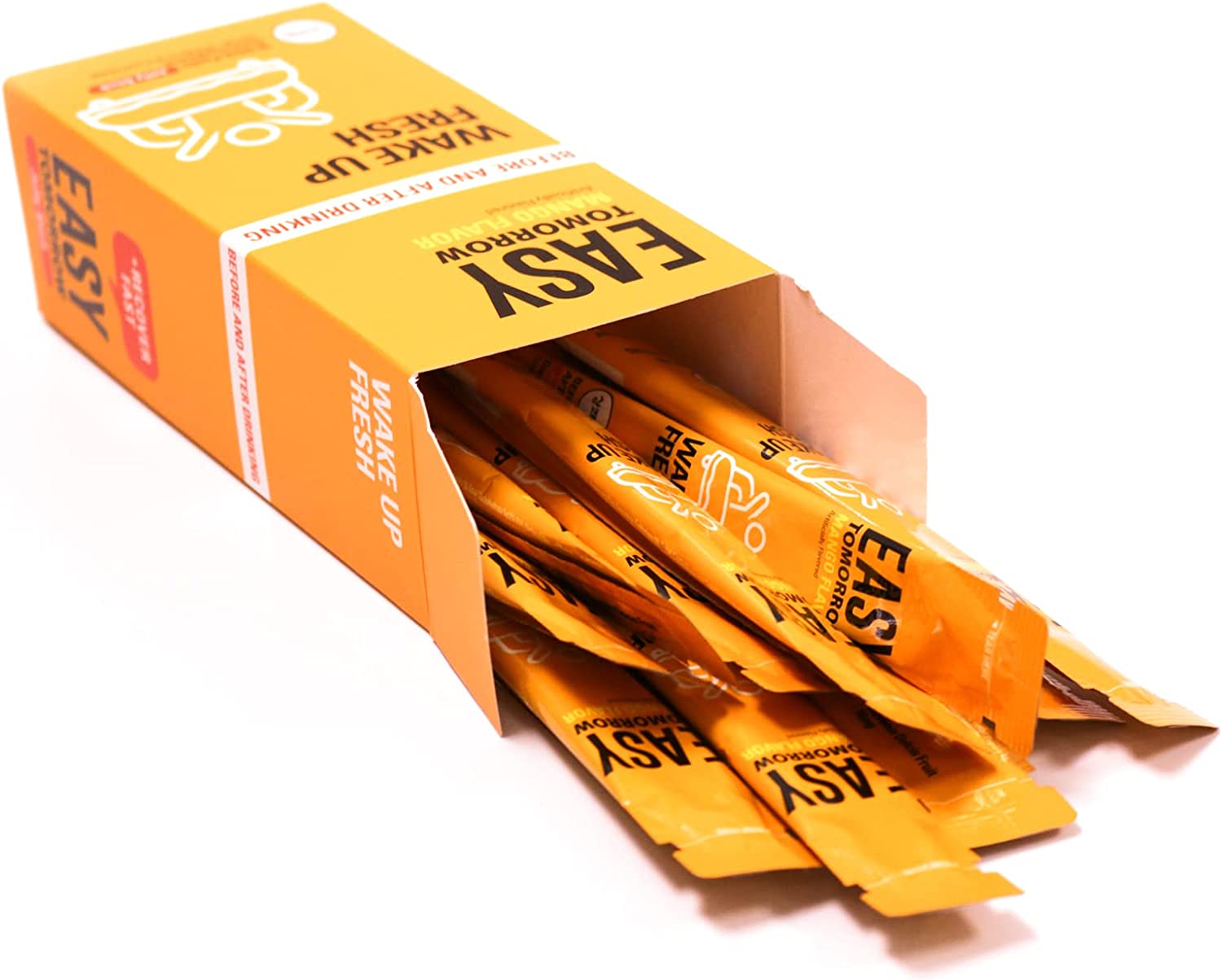 Easy Tomorrow Jelly Stick Before/After Drink Alcohol， After Party Recovery &amp; Relief for Great Night &amp; Better Morning， Party Vacation Aid， Liver Cleanse Detox， Mango Flavored， 상쾌환， 20 Packets