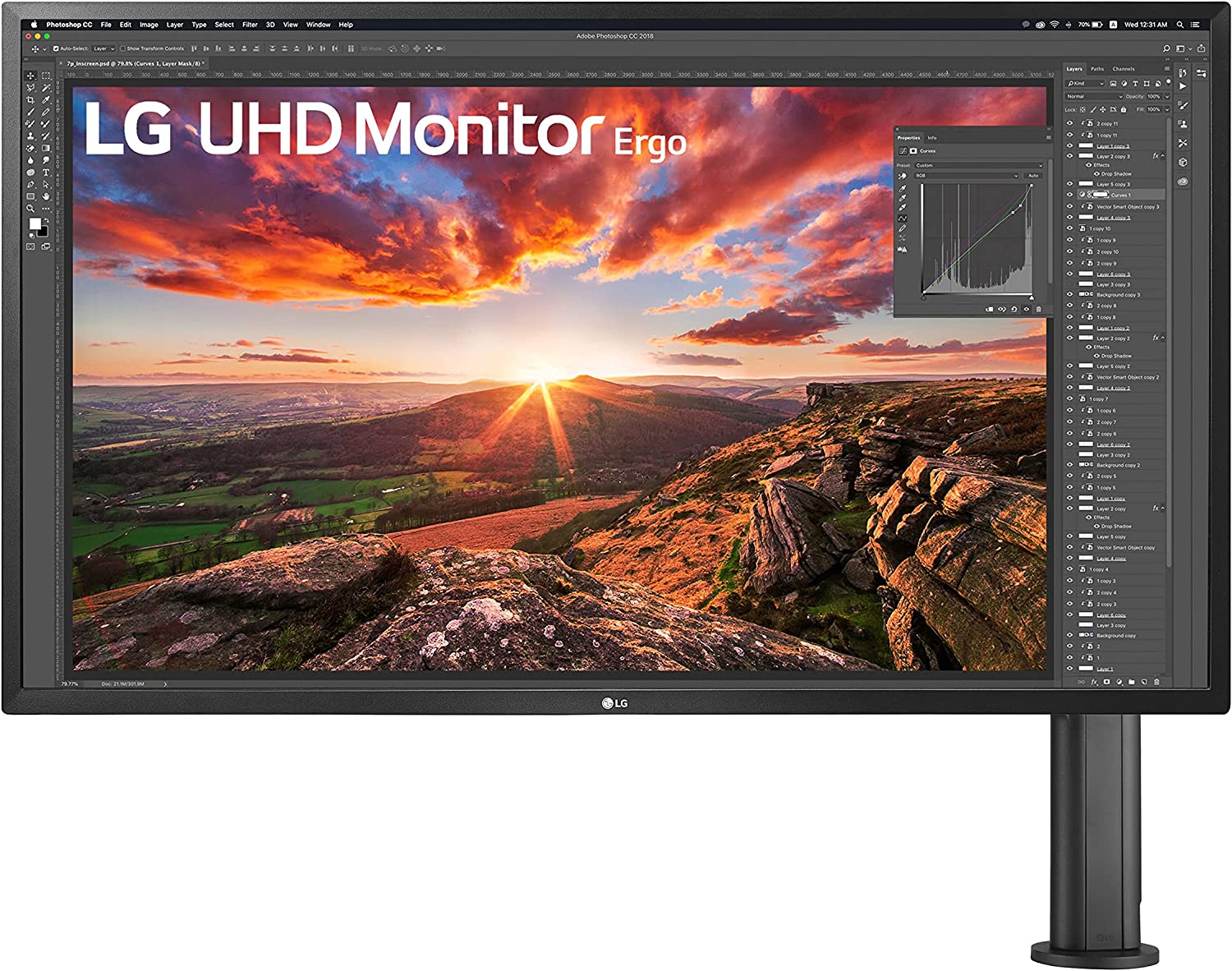 LG 32UK580-B 32" UHD 4K VA Monitor with Ergo Stand and DCI-P3 95% (Typ.) Color Gamut, HDR10 Compatibility and 5W (x 2) Built-in Speakers – Black