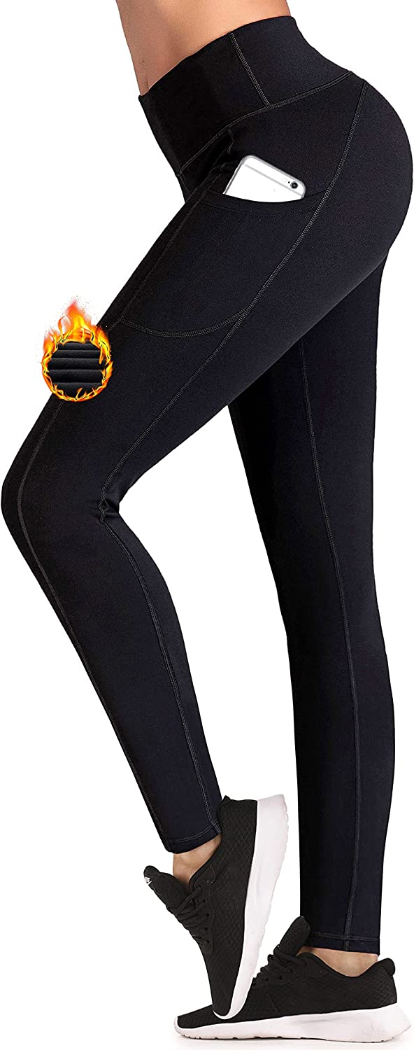 IUGA Fleece Lined Leggings with Pockets for Women Thermal Yoga Pants Winter Workout Leggings with Pockets for Women