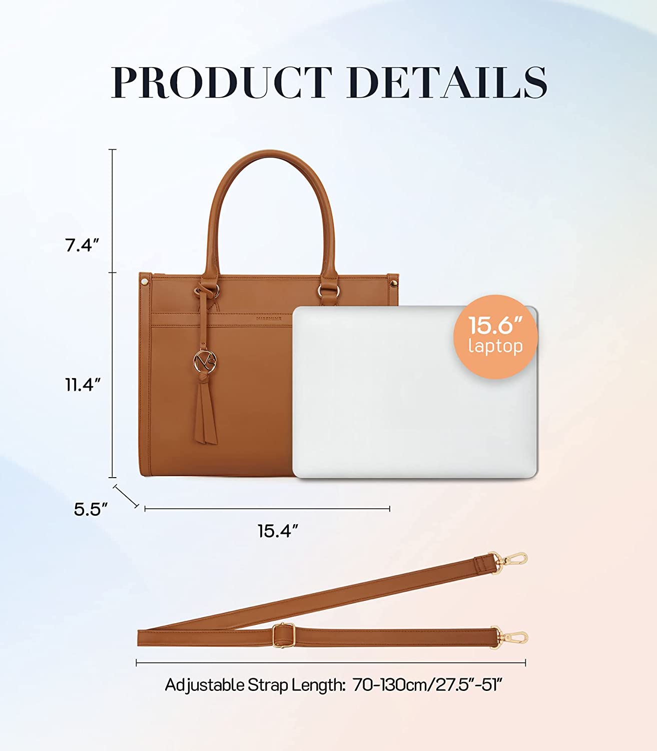 Laptop Tote Bag Missnine 15.6 inch Laptop Bag Stylish Briefcase for Women Work Shoulder Bags for Office， Travel