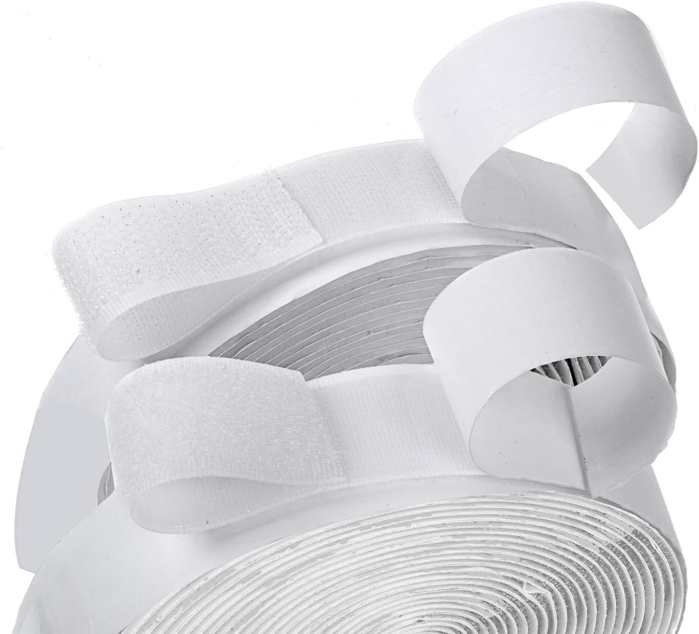 16 Feet Length 0.75 Inch Width Hook and Loop with Strong Self Adhesive Tape Strip Fastener (White)