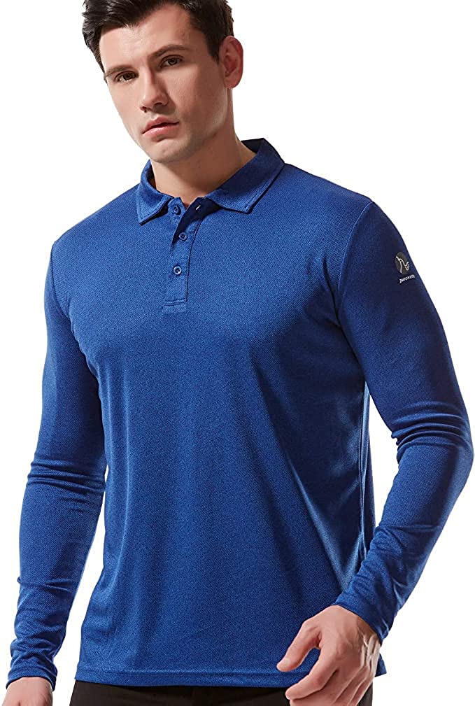 Long Sleeve Shirts for Men UPF 50+ Sun Protection Golf Polo Shirt Quick-Drying Performance Sports Training Shirt