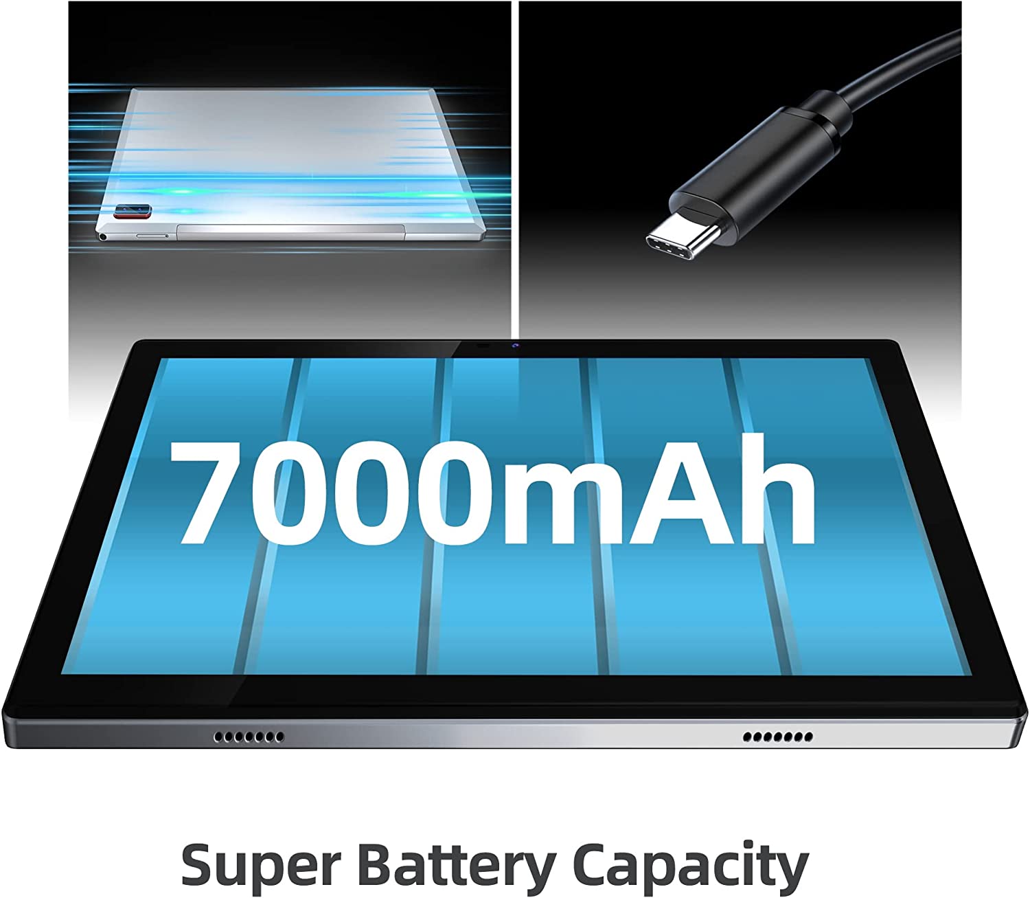 BYYBUO SmartPad T10 2023 Full HD 10.1 inch Android 11 Tablet, Octa-Core 2.0 GHz Processor, New Upgrade 7000mAh Battery Capacity, 32GB ROM 1920x1200 Resolution (5G WiFi+ Bluetooth)，Gray