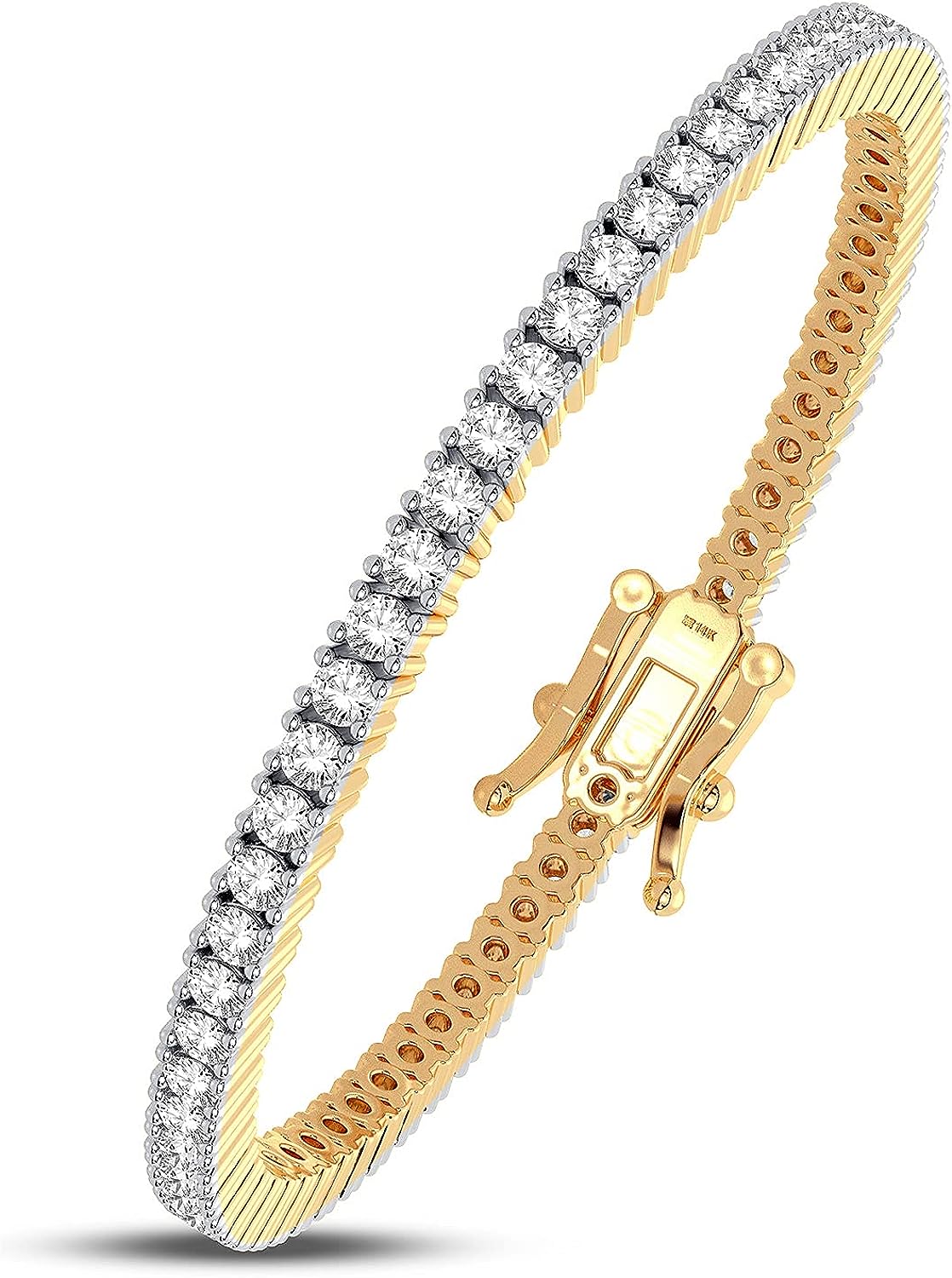 Femme Luxe Sara Diamond Tennis Bracelet for Women (5.00 Carats, G-H Color, I2 Clarity), 14K Gold, with Gift Box, Giftable Jewelry