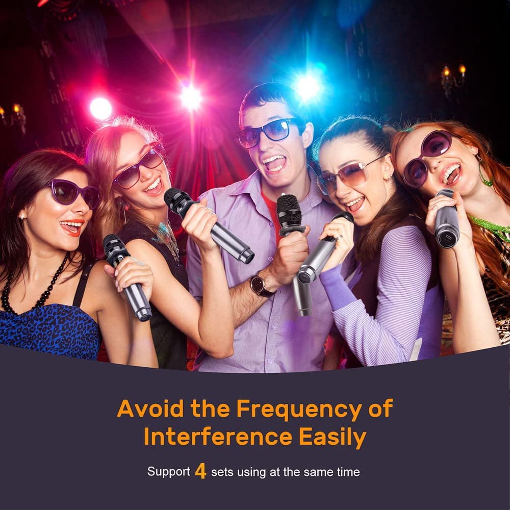 LEKATO Wireless Microphone， K380S Metal Dual Handheld Dynamic Microphone Rechargeable Microphones with Rechargeable Receiver 1/4&#39;&#39; Plug， for AMP， PA System， Karaoke， Singing， Wedding， Party， C