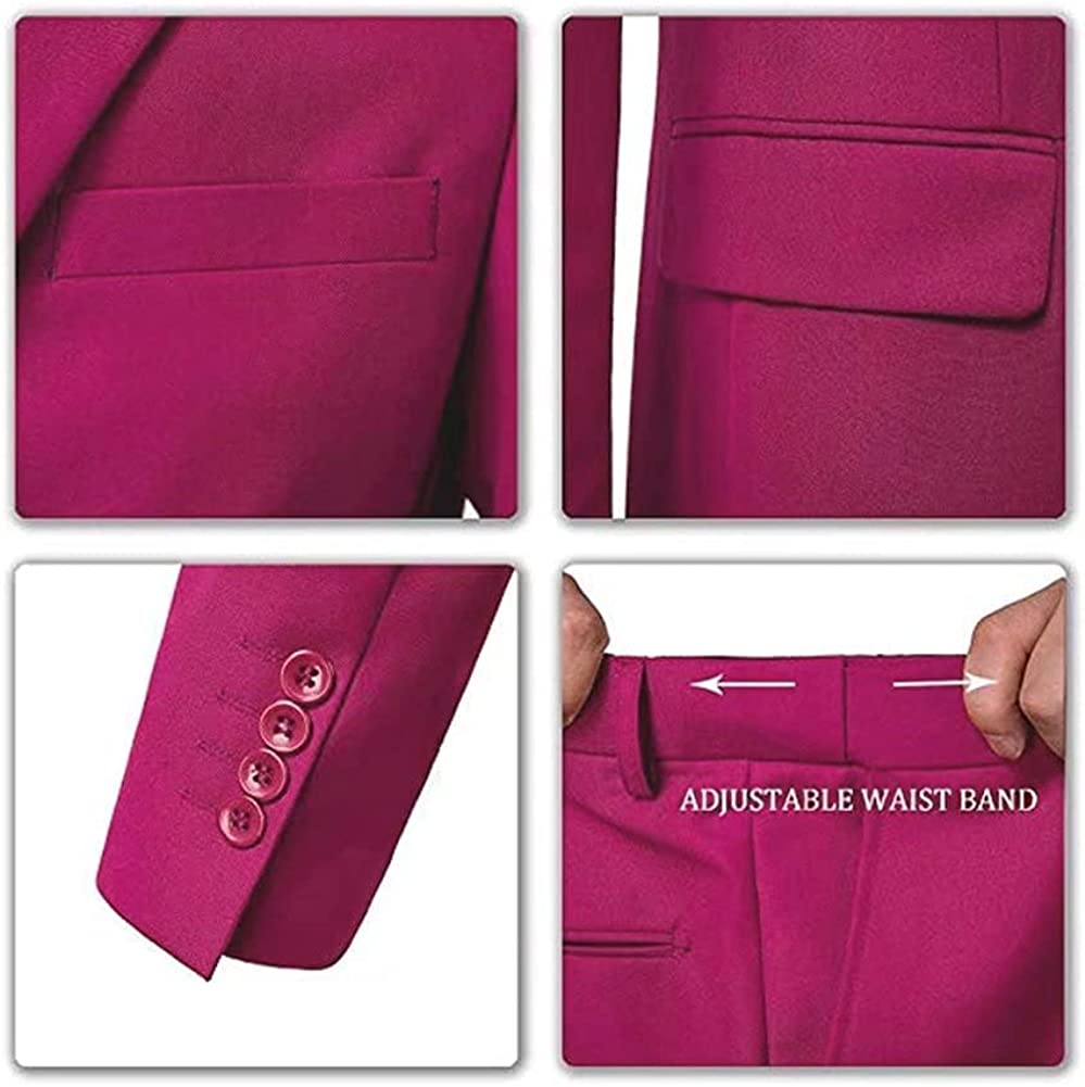 Furuyal Men's Suits 3 Piece Slim Fit Suit Set,Two Button Wedding Business Tuxedo Solid Blazer Jacket Vest Pants with Tie