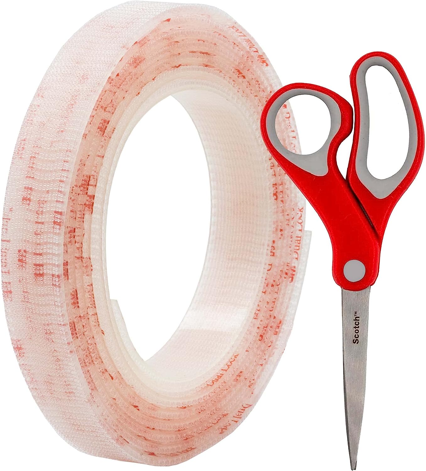 Scotch Clear Self-Mating Reclosable Fastener 250, 1” x 10’ Ft with Scissors for DIY, Pedal Boards, Home, Office, Frames