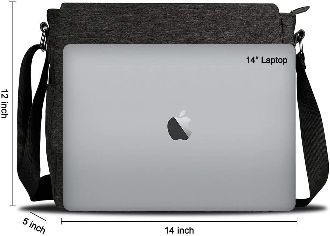 ibagbar Water Resistant Messenger Bag Satchel Shoulder Crossbody Sling Working Bag Bookbag Briefcase Fits 14 Inch Laptop for Men and Women