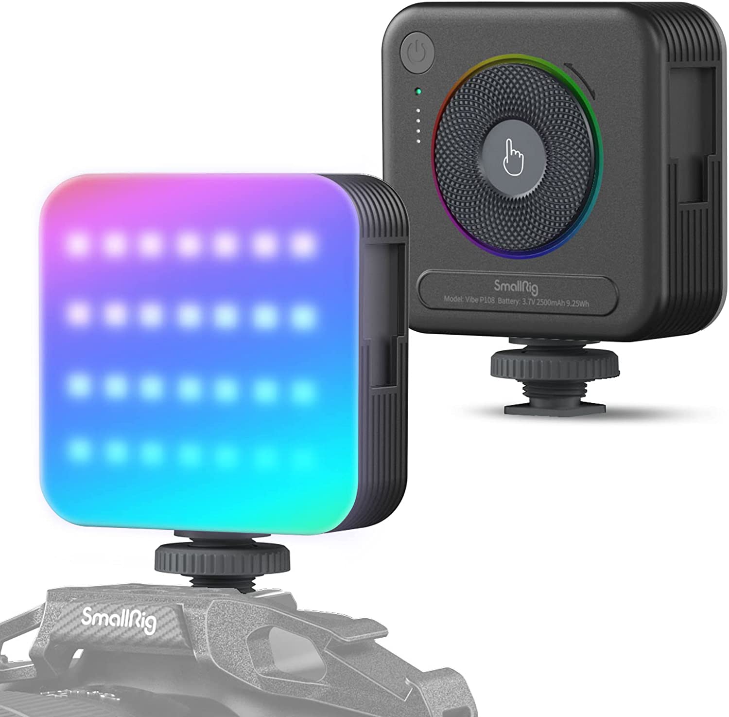 SmallRig P108 RGB Video Light,Portable LED Camera Lights 360° Full Color Photography Lighting w 3 Cold Shoe, 2500mAh Rechargeable On-Camera Video Light Panel 2700K - 6500K for YouTube, Vlogging 4055