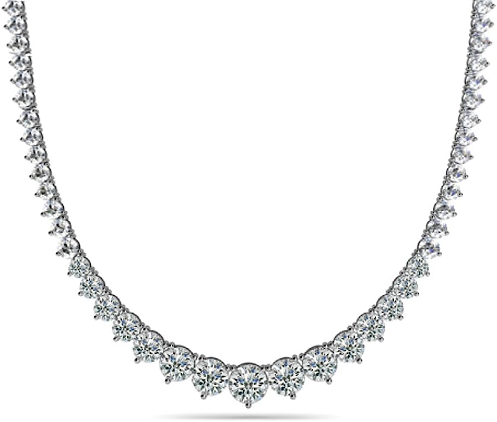 Madina Jewelry 8.00 Ct Ladies Graduated Round Cut Diamond Necklace in 14 Kt White Gold