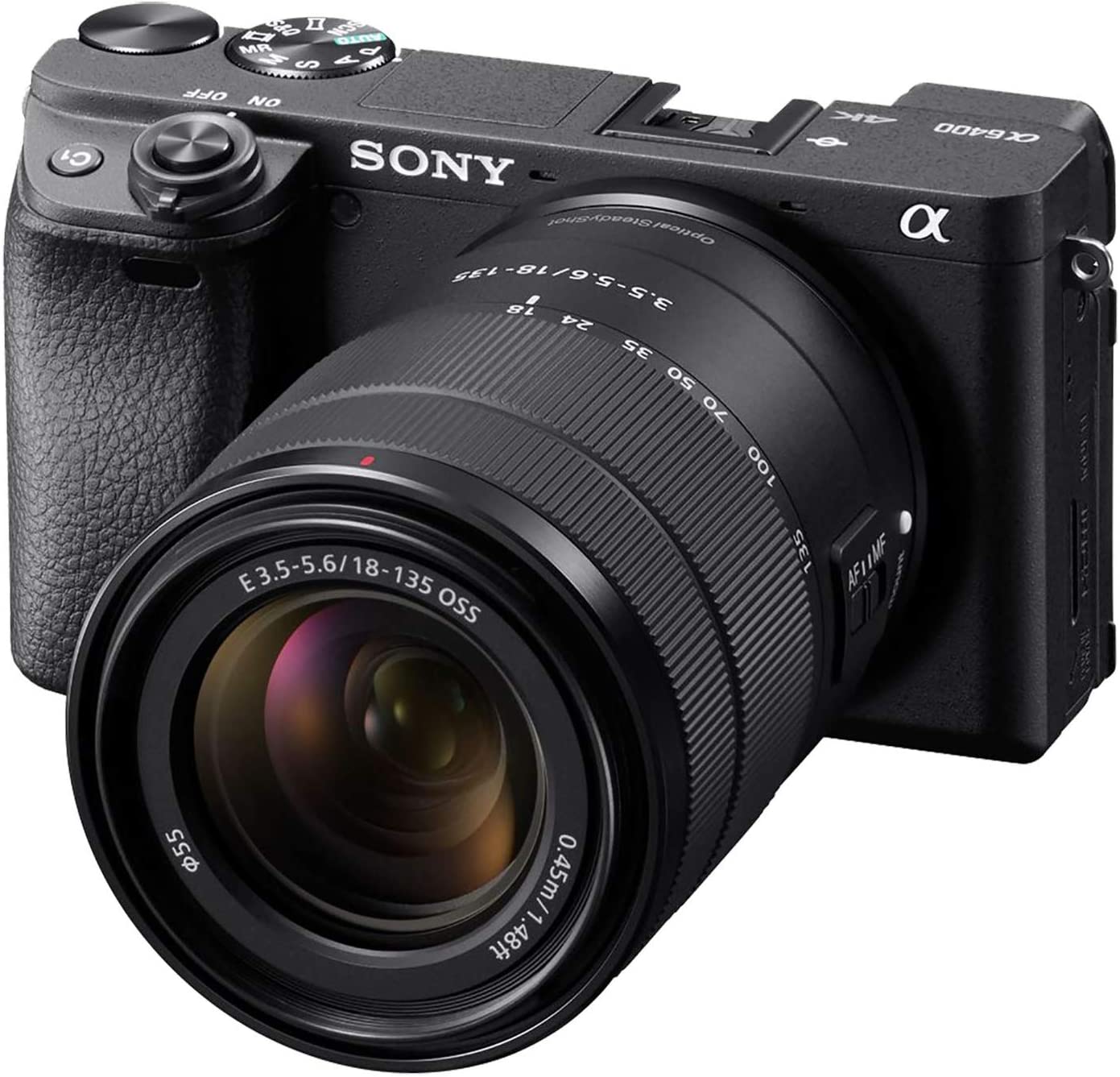 Sony Alpha a6400 Mirrorless Camera: Compact APS-C Interchangeable Lens Digital Camera with Real-Time Eye Auto Focus, 4K Video, Flip Screen & 18-135mm Lens - E Mount Compatible Cameras - ILCE-6400M/B