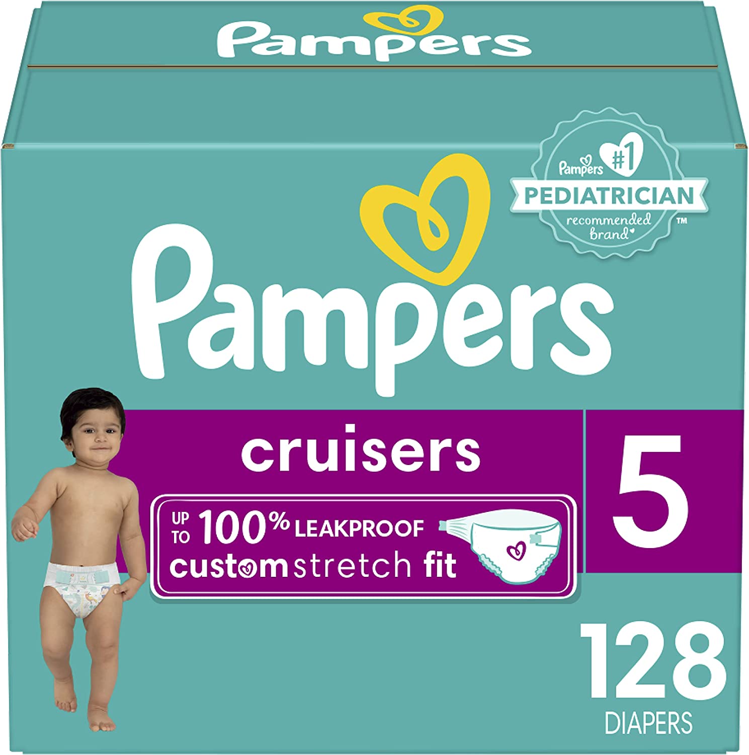 Diapers Size 5, 128 Count - Pampers Cruisers Disposable Baby Diapers, (Packaging May Vary)