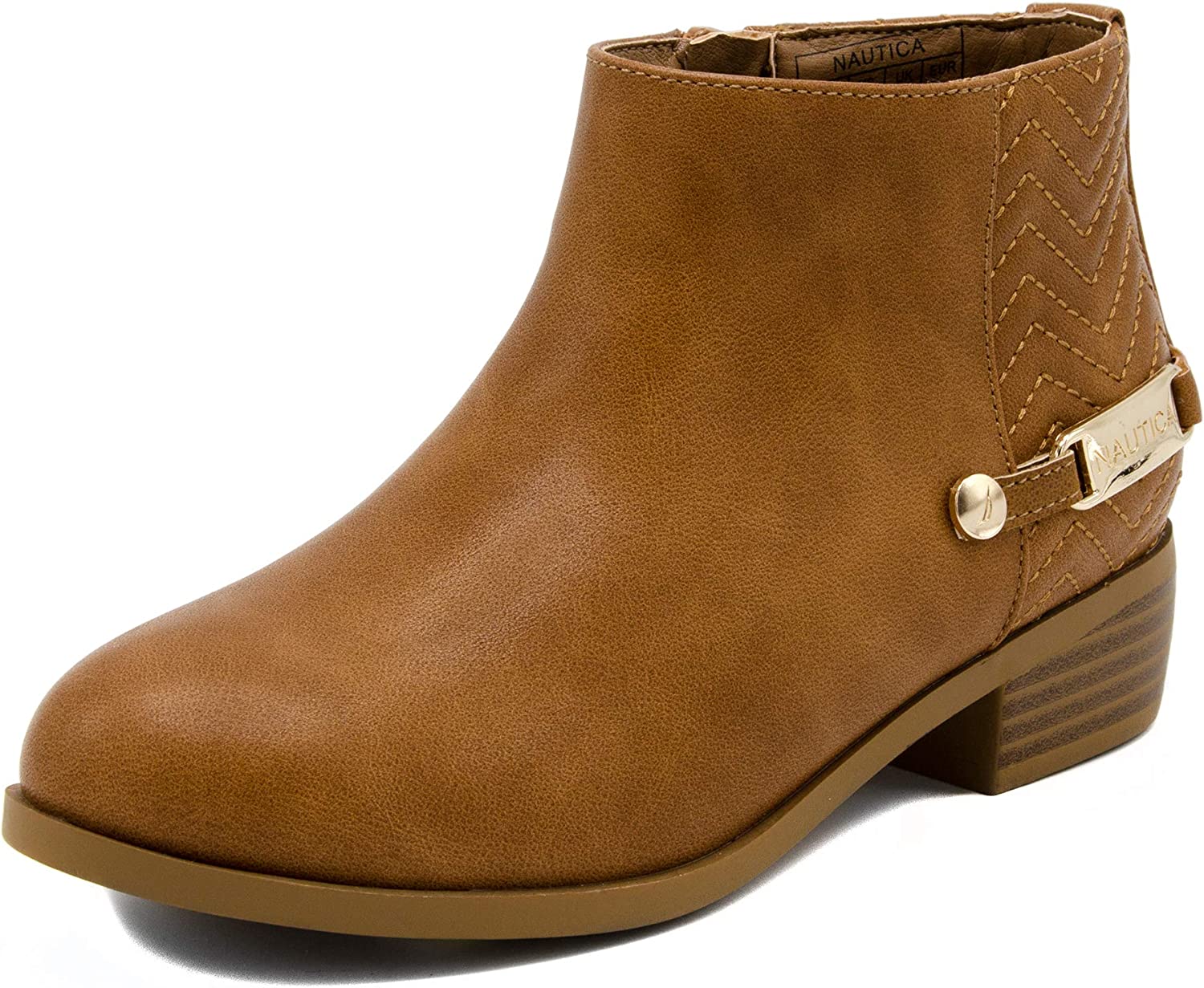 Nautica Kids Girls Ankle Bootie With Side Buckle and Zipper, Dress Boot -Youth Toddler (Little/Big Kids)