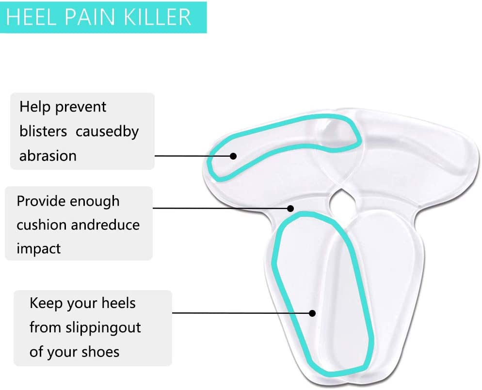 Heel Cushion Inserts, Heel Grips Shoe Pads for Womens Prevention Blister and Foot Protectors Anti Slip Back of Loose Heel Shoes for Women's High Heel Shoes Too Big (10 Pcs) (Beige+Black+Transparent)