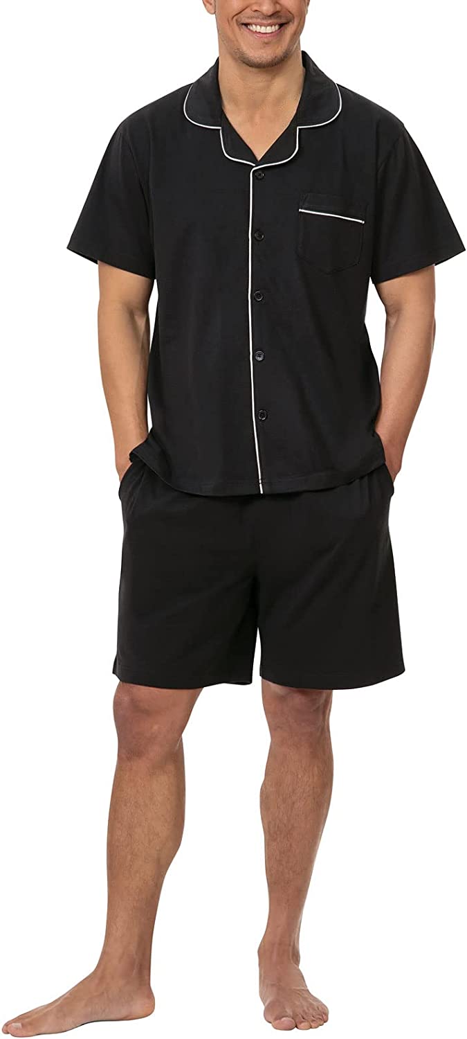 PajamaGram Mens Short Pajamas Set - Mens Pajamas Set Cotton, 100% Cotton